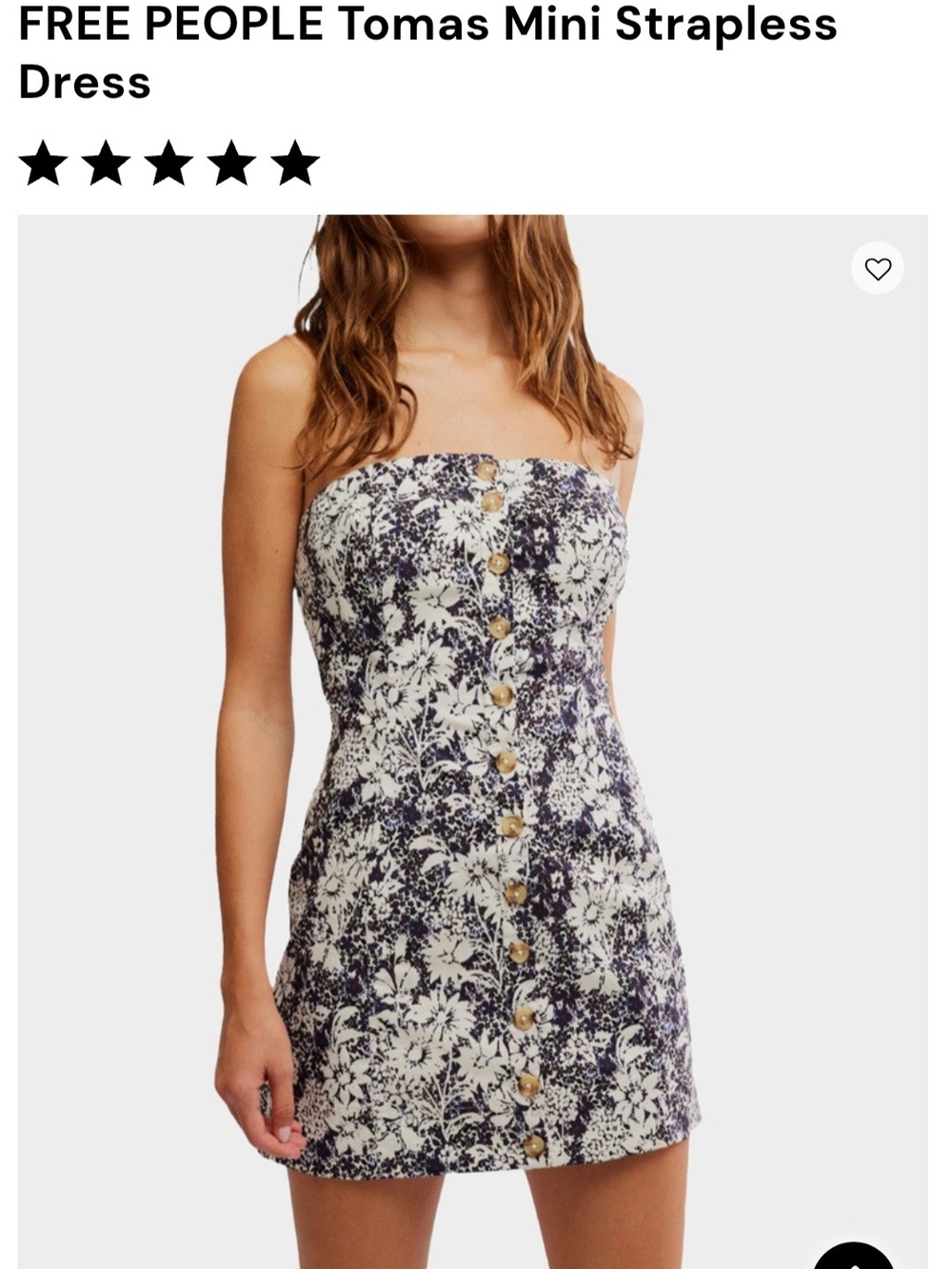 Free People Tomas Mini  Strapless Dress Sz XS PTP=14.5